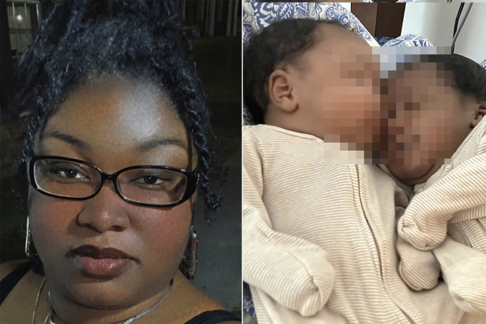 Kobe Williams (trái) và hai con sơ sinh. Ảnh: AP