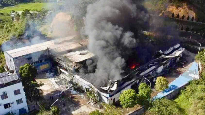 Cháy xưởng lắp ráp xe điện ở Lạng Sơn. Ảnh: Beat Lạng Sơn