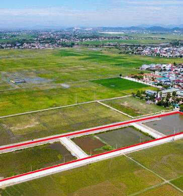 Khu vực đất (khoanh đỏ) ở xã Quỳnh Hưng vừa được đưa ra đấu giá lại. Ảnh: Đức Hùng