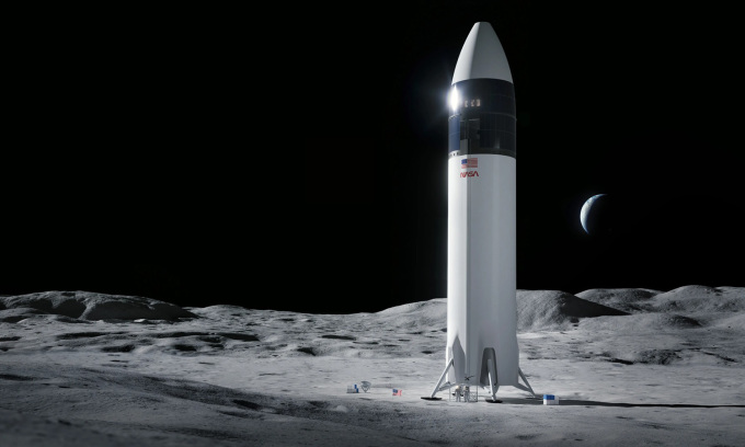 Tàu Starship của SpaceX sẽ đưa các phi hành gia Mỹ tới Mặt Trăng. Ảnh: NASA
