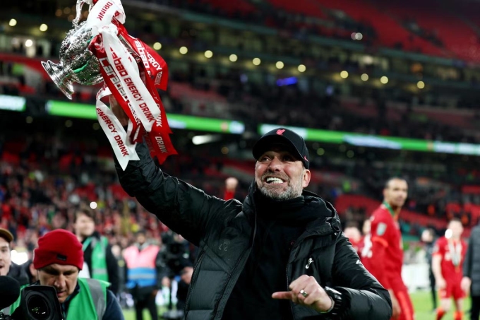 Klopp giành Cup Liên đoàn Anh với Liverpool hồi tháng 2/2024. Ảnh: Reuters