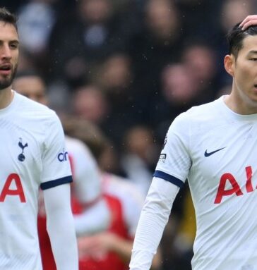 Bentancur (trái) và Son Heung Min trong trận Tottenham gặp Arsenal mùa 2023-2024. Ảnh: Colorsport