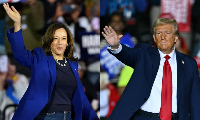 Phó tổng thống Mỹ Kamala Harris (trái) và cựu tổng thống Donald Trump. Ảnh: AFP