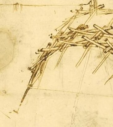 Bản vẽ cây cầu tự chống đỡ của da Vinci. Ảnh: Girodilactico