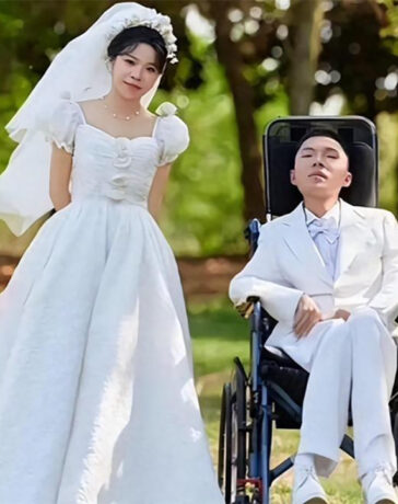 Ảnh cưới của Khải Thần và Lộc Lộc. Ảnh: 163.com