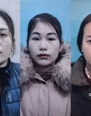 Lê Thị Phượng, Nguyễn Thị Thảo và Lê Thị Linh khi bị bắt. Ảnh Công an cung cấp