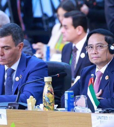 Thủ tướng Phạm Minh Chính dự và phát biểu tại Phiên thảo luận Cuộc chiến chống đói nghèo tại Hội nghị G20 ở Rio de Janeiro, Brazil, ngày 18/11. Ảnh: Nhật Bắc