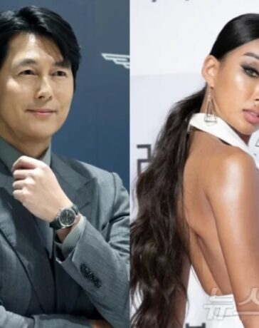 Jung Woo Sung và người mẫu Moon Gabi. Ảnh: News1